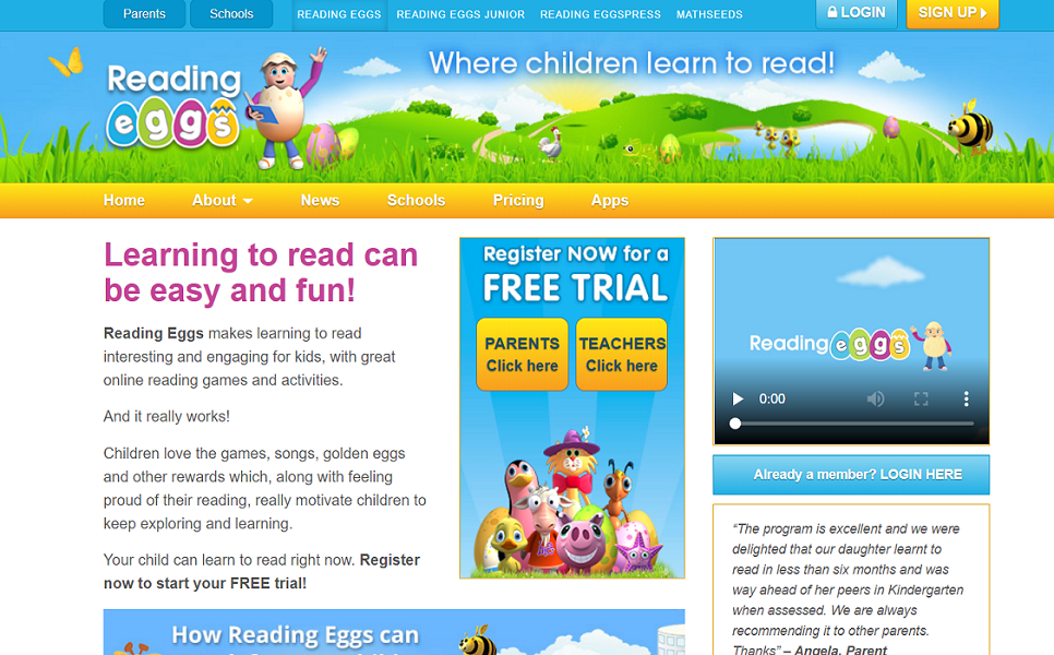 Online Learning Tool Reading Eggs