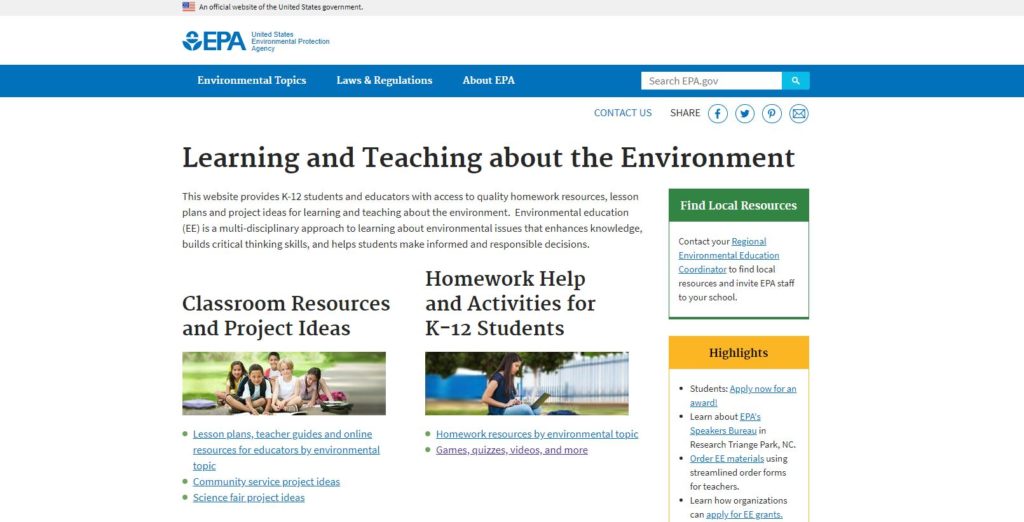 STEM Websites EPA Students