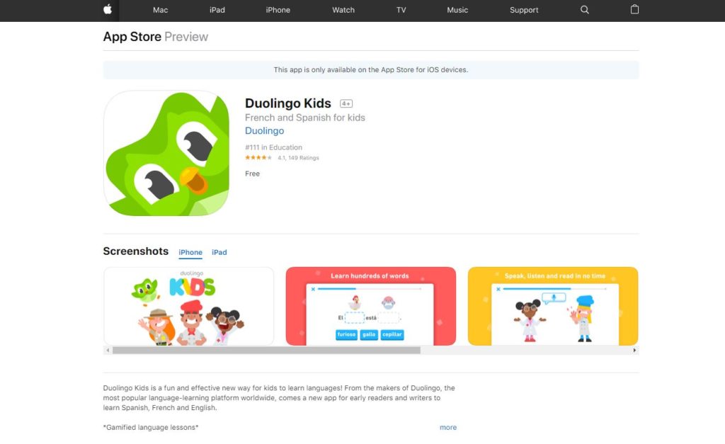 Educational Apps Duolingo Kids