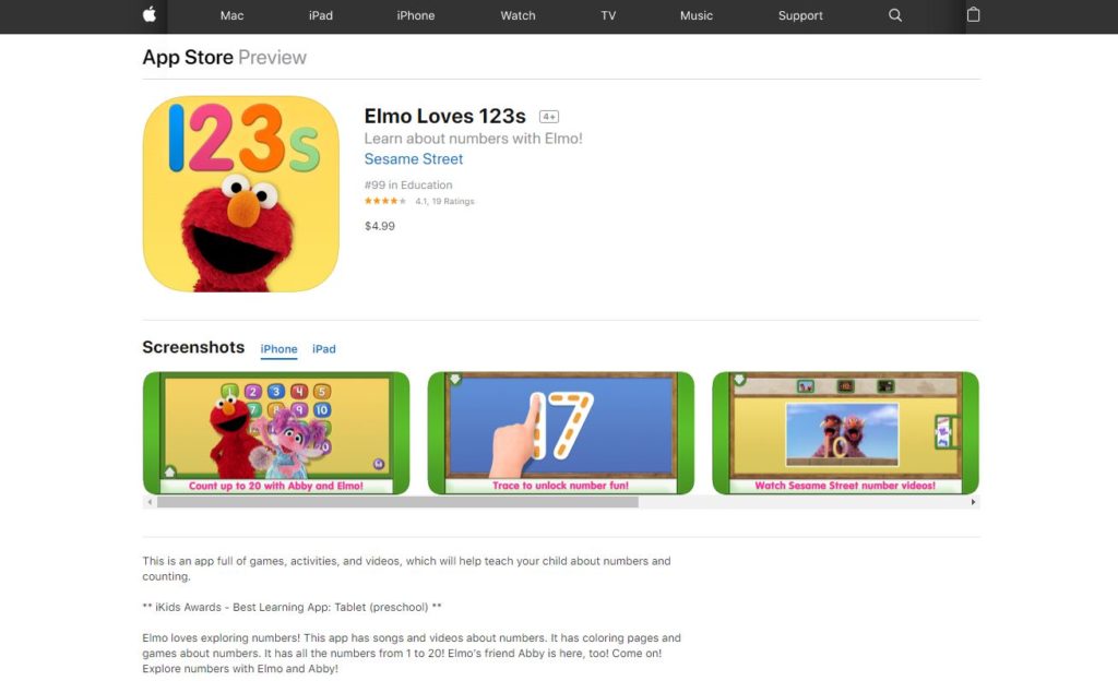 Educational Apps Elmo Loves 123S