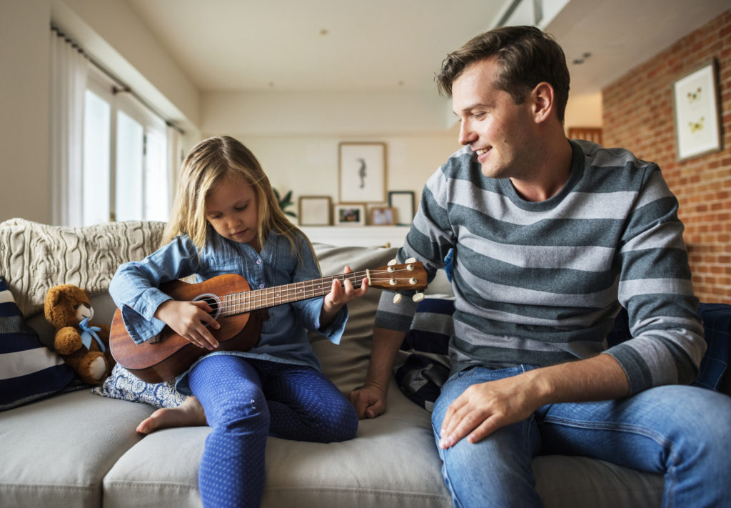 young girl ukulele