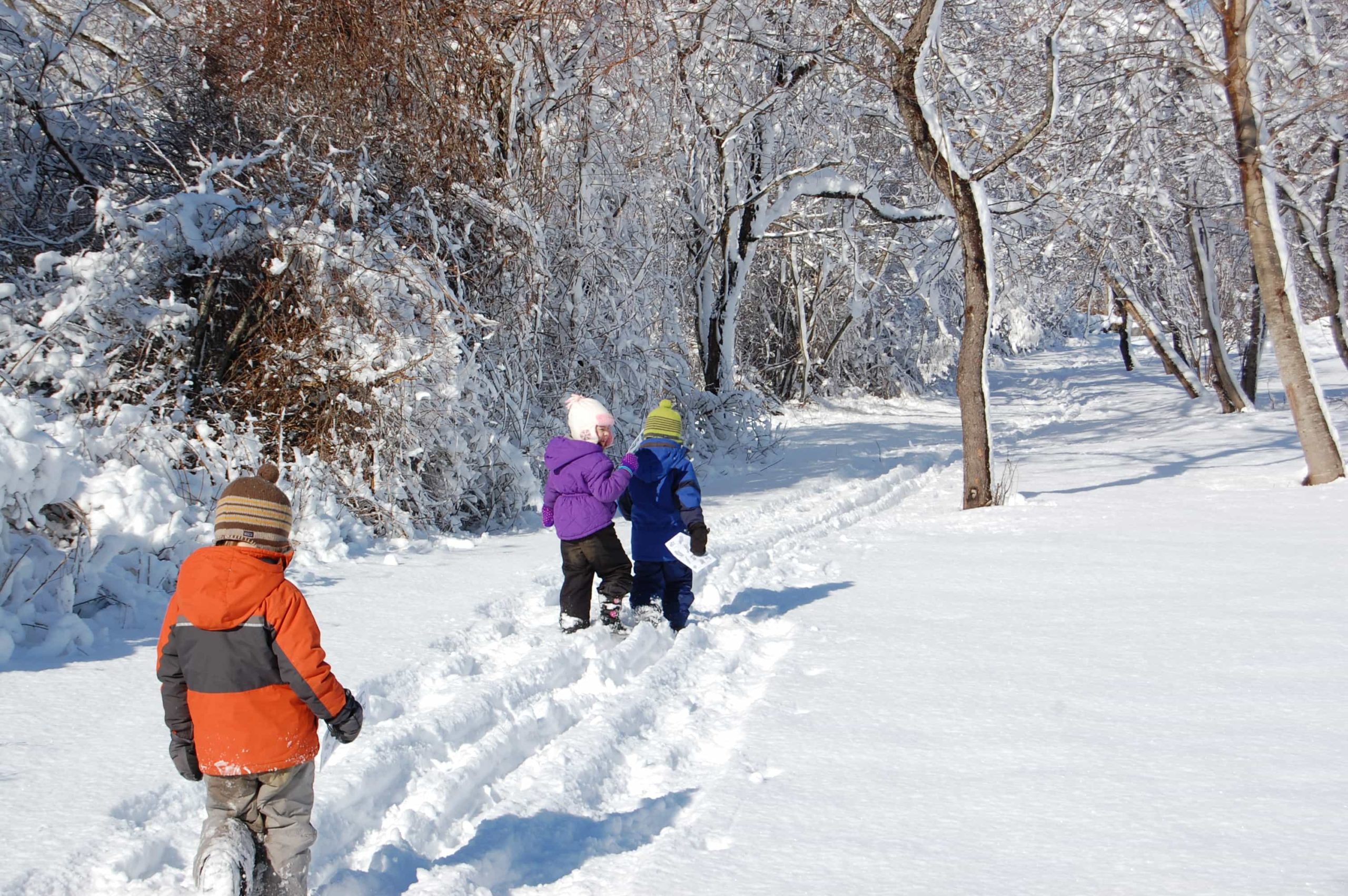 Kids Hiking in Snow scaled