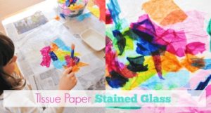 Tissue paper stained glass craft.1