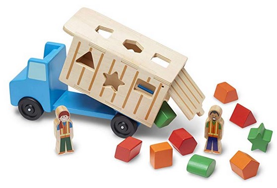 Shape-Sorting Wooden Dump Truck Toy
