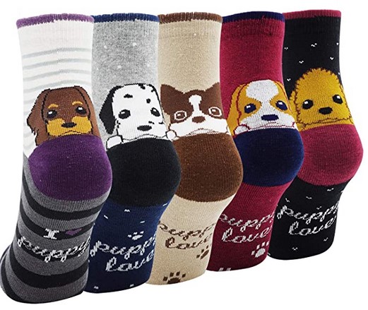 12 year old girls gifts Lovful 5 Pack of Fashion Cartoon Dog Socks