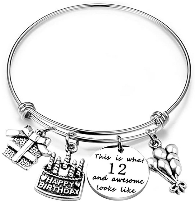 12 year old girls gifts ENSIANTH Adjustable Birthday Bracelet Bangle with Charms