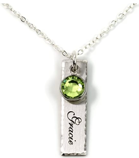 14 year old girls gifts Single Edge-Hammered Personalized Charm Necklace