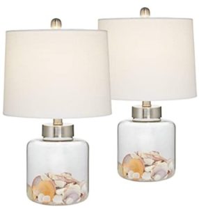 15 year old girls gifts Set of 2 Table Lamps with Clear Glass Fillable Shells