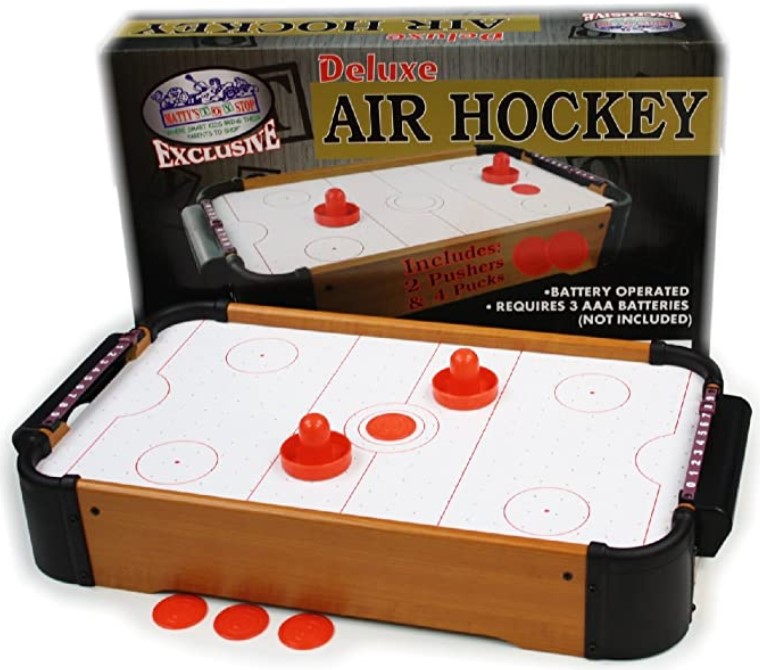 Matty's Toy Stop Deluxe Wooden Mini Table Top Air Hockey