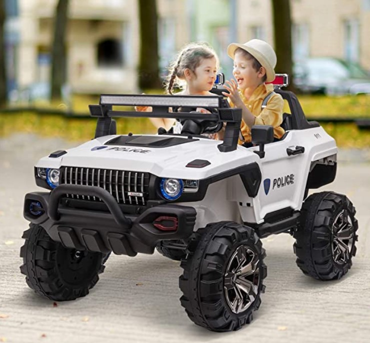Aosom 12V Kids Electric 2-Seater Ride On Police Car SUV Truck Toy
