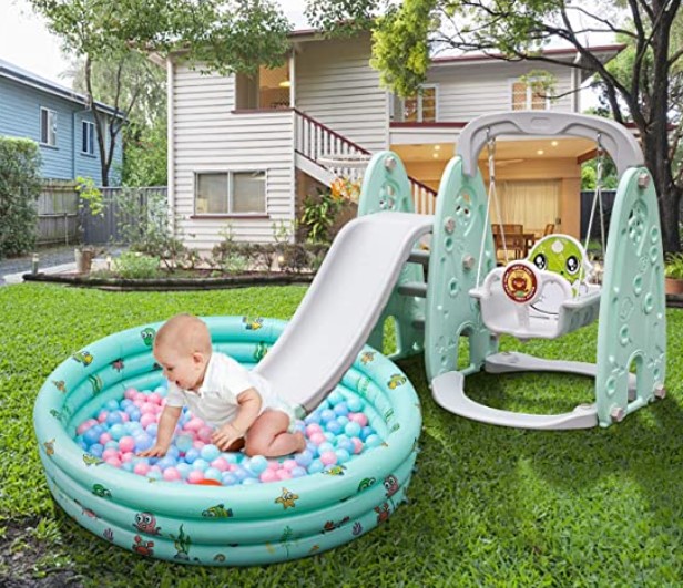 Happybuy Toddler Slide and Swing Set 