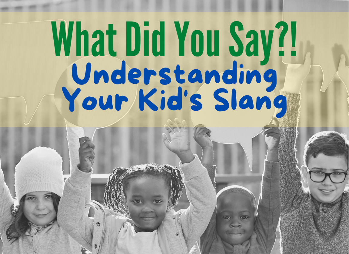 Kids Slang - featured image of kids holding up conversation bubbles