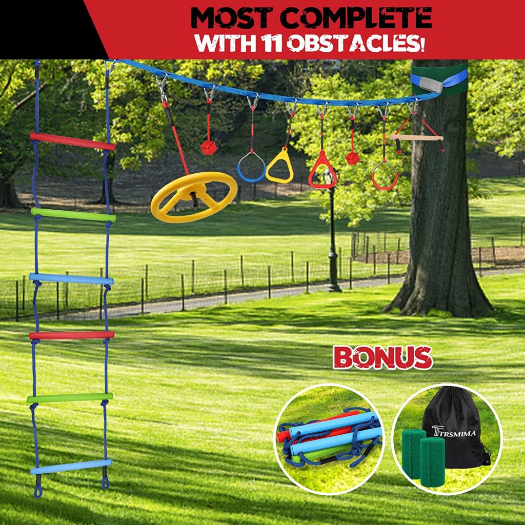 home slacklines and obstacle courses for kids