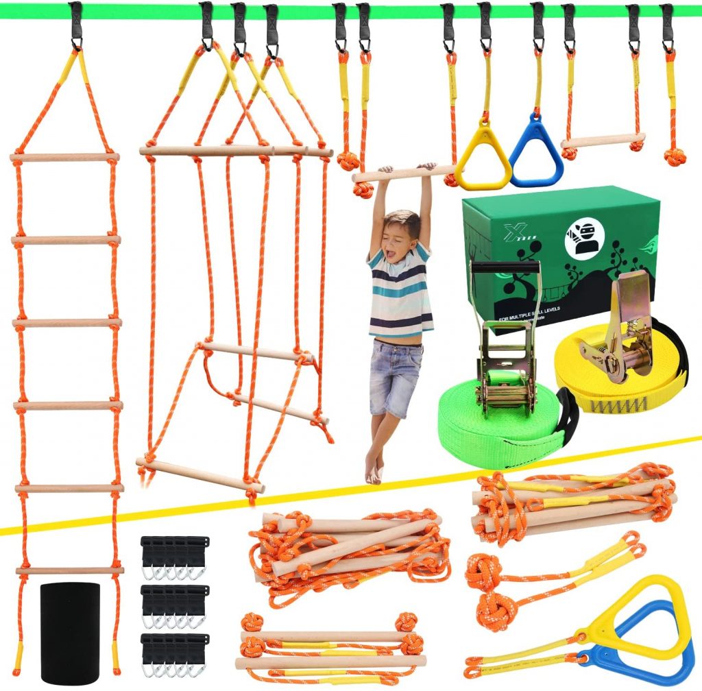 home slacklines and obstacle courses for kids