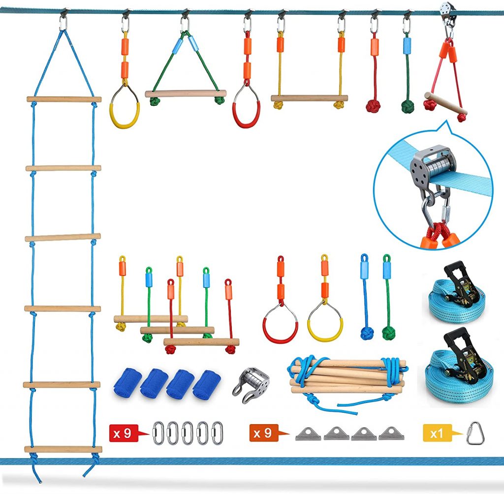 home slacklines and obstacle courses for kids