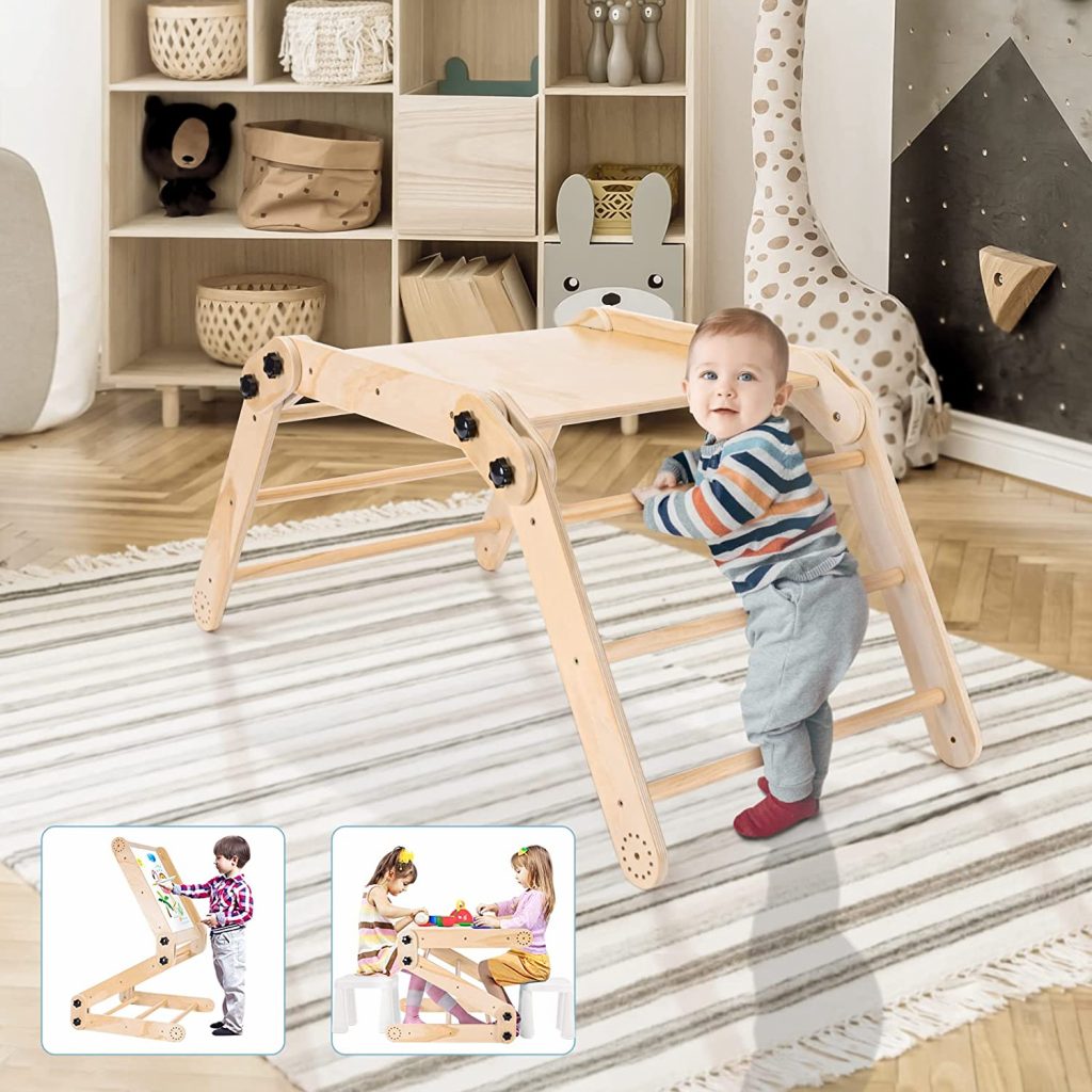 Ikkle 3-in-1 Wooden Foldable Triangle Climber